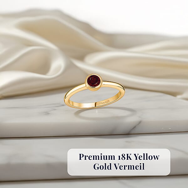 Shop Lc D'Joy Poke Free Mozambique Garnet 0.35 Ctw Solitaire Ring In 18K Vermeil Yellow Gold Over Sterling Silver