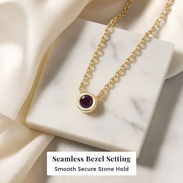 Shop Lc D'Joy Poke Free Niassa Ruby (FF) 0.35 Ctw Necklace 18 Inches In 18K Vermeil Yellow Gold Over Sterling Silver
