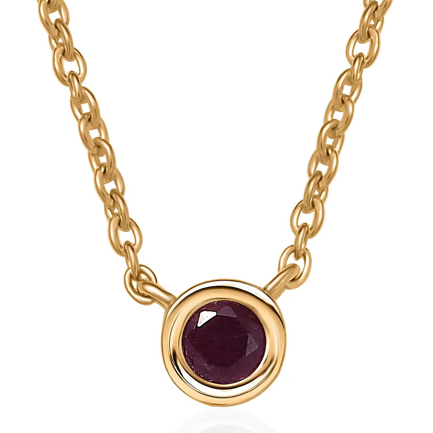 shop lc D'Joy Poke Free Niassa Ruby (FF) 0.35 ctw Necklace 18 Inches in 18K Vermeil Yellow Gold Over Sterling Silver