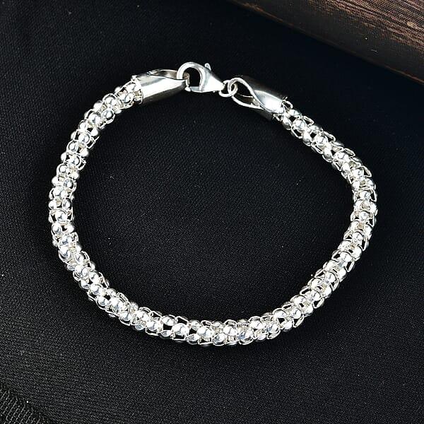Shop Lc D'Joy Popcorn Bead Chain Bracelet In Sterling Silver (7.25 In) 8.90 Grams