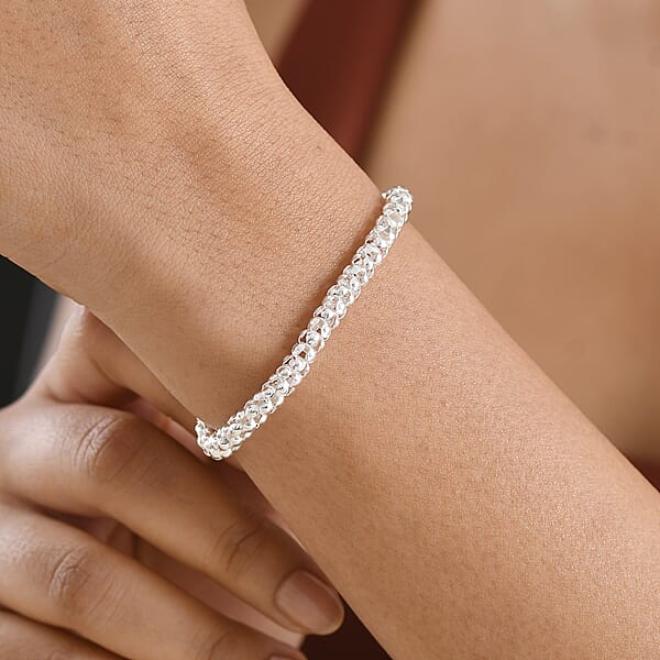 Shop Lc D'Joy Popcorn Bead Chain Bracelet In Sterling Silver (7.25 In) 8.90 Grams