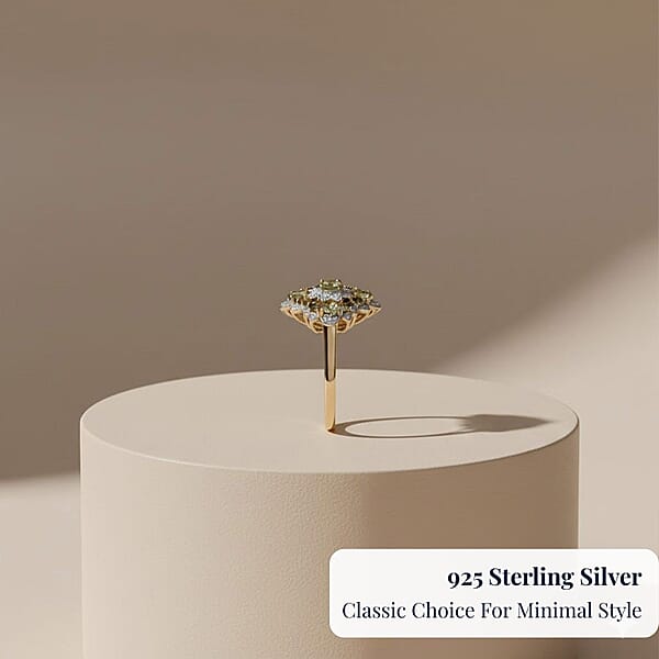 Shop Lc D'Joy Premium Ambanja Demantoid Garnet And Moissanite 2.10 Ctw Verdant Empress Ring In 18K Vermeil Yellow Gold Over Sterling Silver