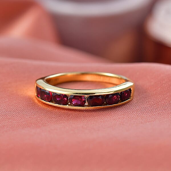 Shop Lc D'Joy Premium Anthill Garnet 1.50 Ctw Eternal Love Ring In 18K Vermeil Yellow Gold Over Sterling Silver (Del. In 5-7 Days)
