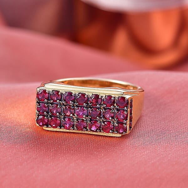 Shop Lc D'Joy Premium Anthill Garnet 2.50 Ctw Men's Ring In 18K Vermeil Yellow Gold Over Sterling Silver
