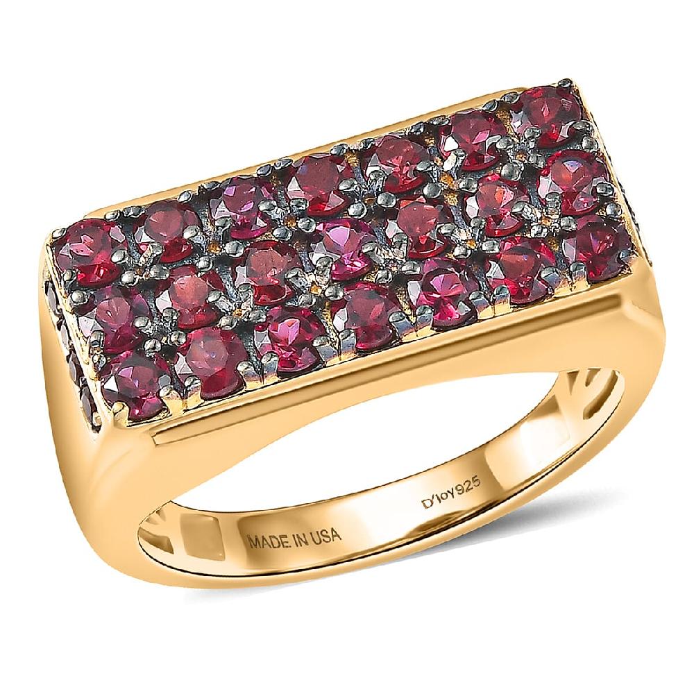 shop lc D'Joy Premium Anthill Garnet 2.50 ctw Men's Ring in 18K Vermeil Yellow Gold Over Sterling Silver