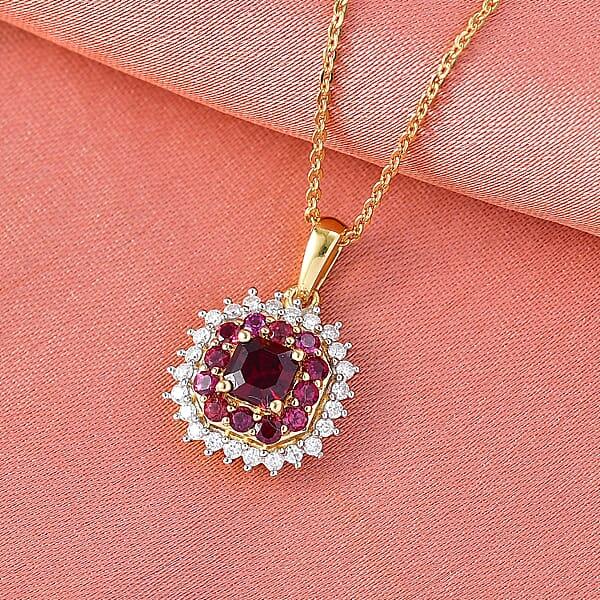 Shop Lc D'Joy Premium Anthill Garnet And Moissanite 1.15 Ctw Crimson Core Pendant Necklace 20 Inches In 18K Vermeil Yellow Gold Over Sterling Silver (Del. In 5-7 Days)