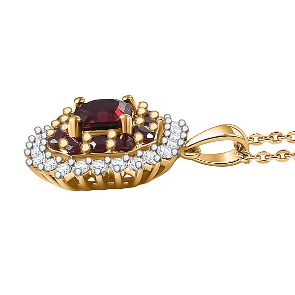 Shop Lc D'Joy Premium Anthill Garnet And Moissanite 1.15 Ctw Crimson Core Pendant Necklace 20 Inches In 18K Vermeil Yellow Gold Over Sterling Silver (Del. In 5-7 Days)