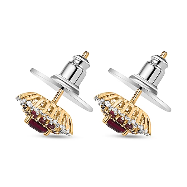 Shop Lc D'Joy Premium Anthill Garnet And Moissanite 1.85 Ctw Crimson Core Earrings In 18K Vermeil Yellow Gold Over Sterling Silver (Del. In 5-7 Days)
