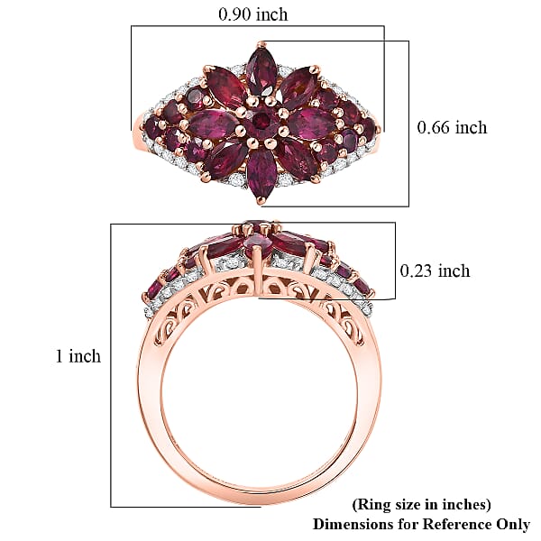Shop Lc D'Joy Premium Anthill Garnet And Moissanite 2.30 Ctw Floral Embrace Ring In 18K Vermeil Rose Gold Over Sterling Silver (Del. In 5-7 Days)