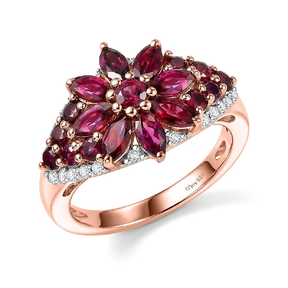 shop lc D'Joy Premium Anthill Garnet and Moissanite 2.30 ctw Floral Embrace Ring in 18K Vermeil Rose Gold Over Sterling Silver (Del. in 5-7 Days) shop lc D'Joy Premium Anthill Garnet and Moissanite 2.30 ctw Floral Embrace Ring in 18K Vermeil Rose Gold Over Sterling Silver (Del. in 5-7 Days)