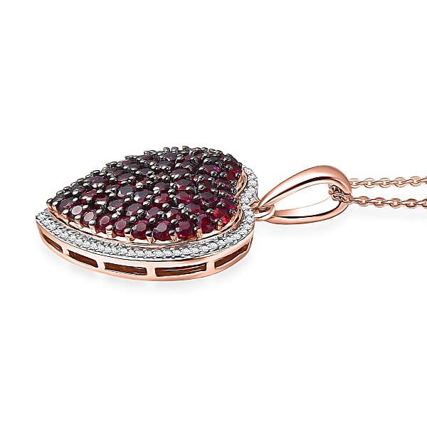 Shop Lc D'Joy Premium Anthill Garnet And Moissanite 3.50 Ctw Heart Pendant Necklace 20 Inches In 18K Vermeil Rose Gold Over Sterling Silver (Del. In 5-7 Days)