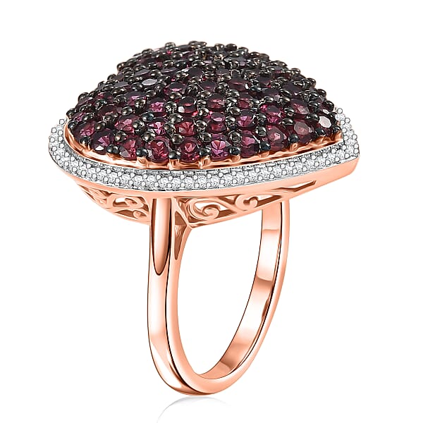 Shop Lc D'Joy Premium Anthill Garnet And Moissanite 3.50 Ctw Heart Ring In 18K Vermeil Rose Gold Over Sterling Silver (Del. In 5-7 Days)
