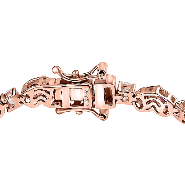 Shop Lc D'Joy Premium Anthill Garnet And White Zircon 7.85 Ctw Heart Bracelet In 18K Vermeil Rose Gold Over Sterling Silver (6.50 In)