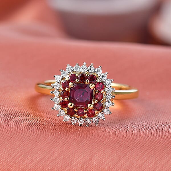 Shop Lc D'Joy Premium Anthill Garnet Moissanite 1.15 Ctw Crimson Core Ring In 18K Vermeil Yellow Gold Over Sterling Silver (Del. In 5-7 Days)