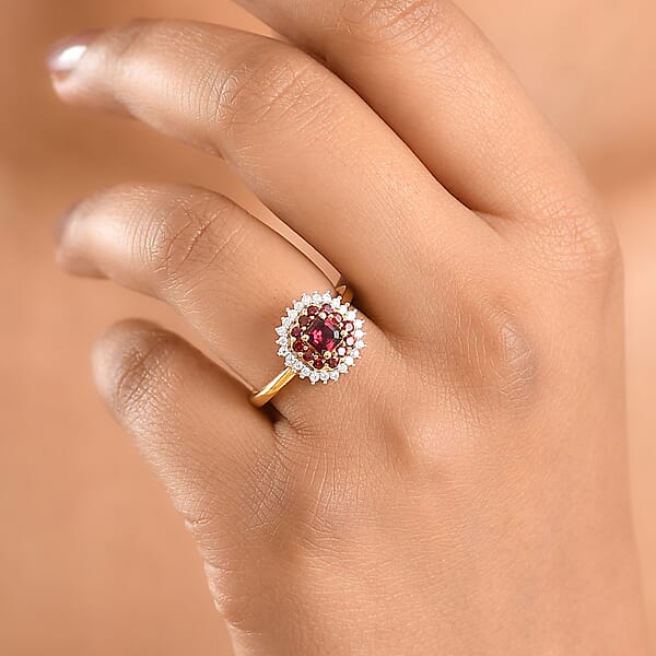 Shop Lc D'Joy Premium Anthill Garnet Moissanite 1.15 Ctw Crimson Core Ring In 18K Vermeil Yellow Gold Over Sterling Silver (Del. In 5-7 Days)