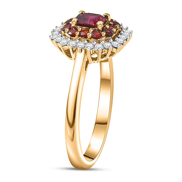 Shop Lc D'Joy Premium Anthill Garnet Moissanite 1.15 Ctw Crimson Core Ring In 18K Vermeil Yellow Gold Over Sterling Silver (Del. In 5-7 Days)