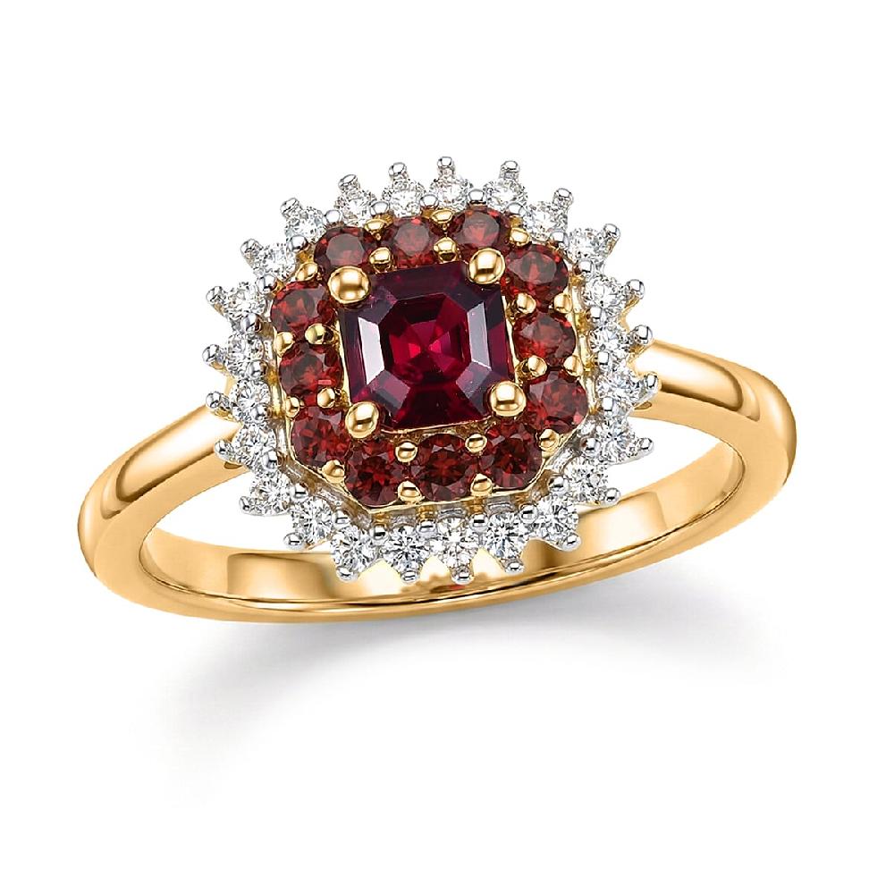 shop lc D'Joy Premium Anthill Garnet Moissanite 1.15 ctw Crimson Core Ring in 18K Vermeil Yellow Gold Over Sterling Silver (Del. in 5-7 Days)