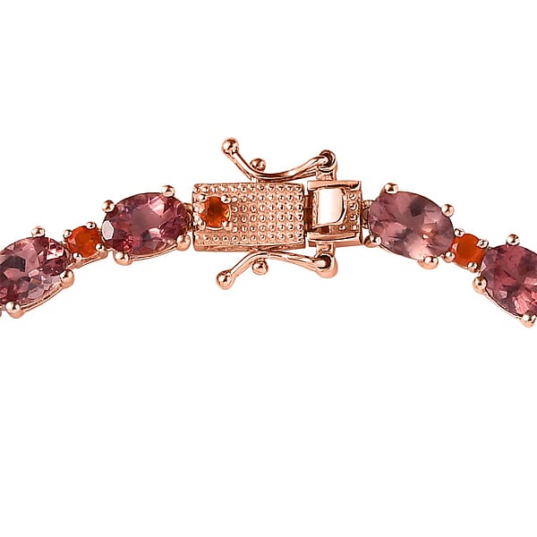 Shop Lc D'Joy Premium Blush Apatite And Jalisco Fire Opal Bracelet In Vermeil Rose Gold Over Sterling Silver (7.25 In) 15.15 Ctw