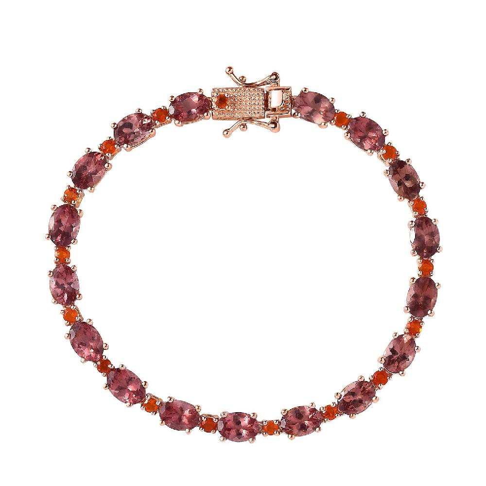 shop lc D'Joy Premium Blush Apatite and Jalisco Fire Opal Bracelet in Vermeil Rose Gold Over Sterling Silver (7.25 In) 15.15 ctw