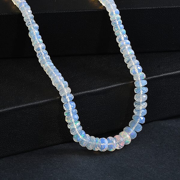 Shop Lc D'Joy Premium Ethiopian Welo Opal 60.00 Ctw Necklace In Rhodium Over Sterling Silver 18 Inches