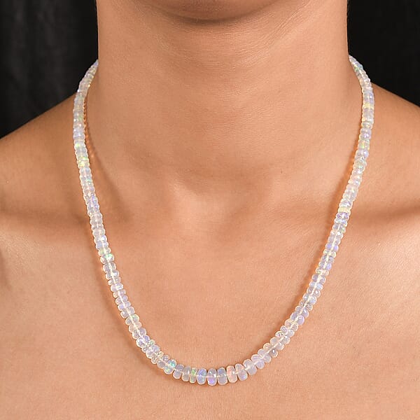 Shop Lc D'Joy Premium Ethiopian Welo Opal 60.00 Ctw Necklace In Rhodium Over Sterling Silver 18 Inches