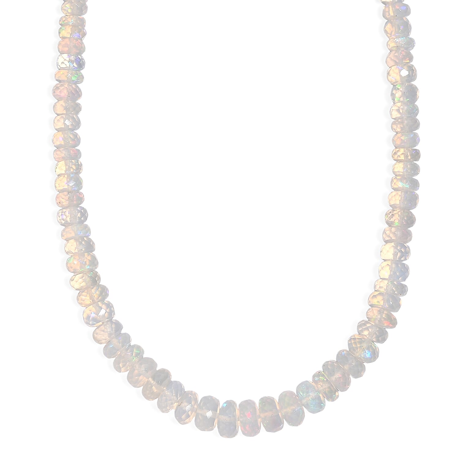 shop lc D'Joy Premium Ethiopian Welo Opal 60.00 ctw Necklace in Rhodium Over Sterling Silver 18 Inches