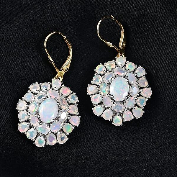 Shop Lc D'Joy Premium Ethiopian Welo Opal 7.25 Ctw Bloom Earrings In 18K Vermeil YG And Rhodium Over Sterling Silver