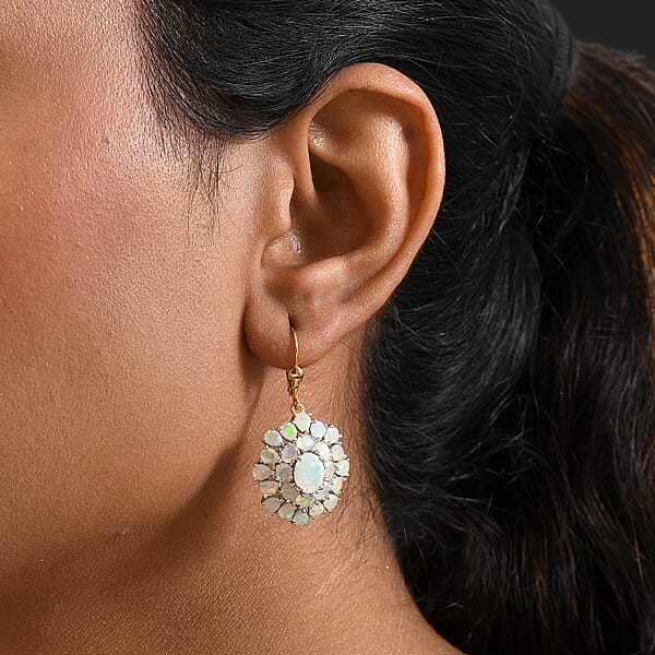 Shop Lc D'Joy Premium Ethiopian Welo Opal 7.25 Ctw Bloom Earrings In 18K Vermeil YG And Rhodium Over Sterling Silver