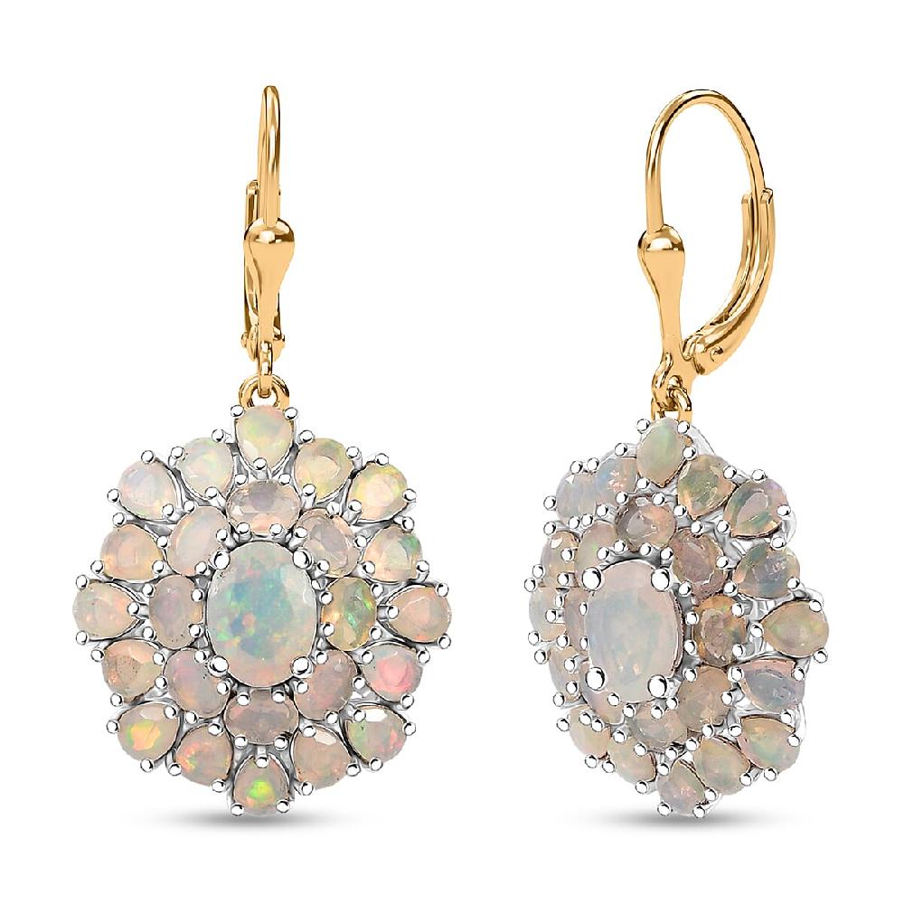 shop lc D'Joy Premium Ethiopian Welo Opal 7.25 ctw Bloom Earrings in 18K Vermeil YG and Rhodium Over Sterling Silver