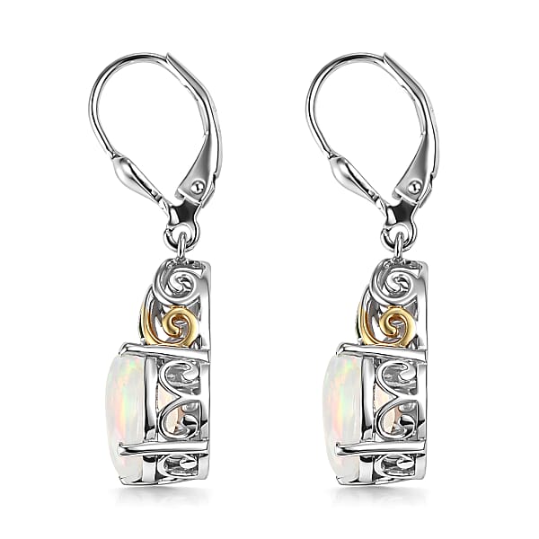 Shop Lc D'Joy Premium Ethiopian Welo Opal And Tsavorite Garnet 3.30 Ctw Aurora Leaf Crest Earrings In 18K Vermeil YG And Rhodium Over Sterling Silver
