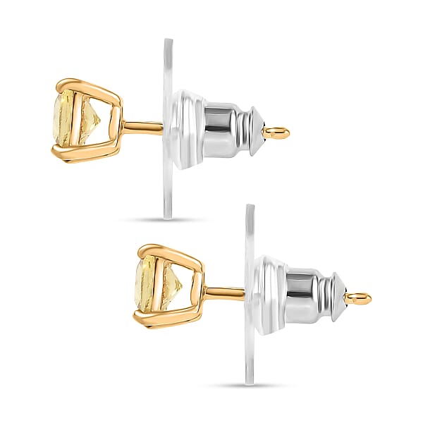 Shop Lc D'Joy Premium Golden Apatite 1.30 Ctw Solitaire Stud Earrings In 18K Vermeil Yellow Gold Over Sterling Silver