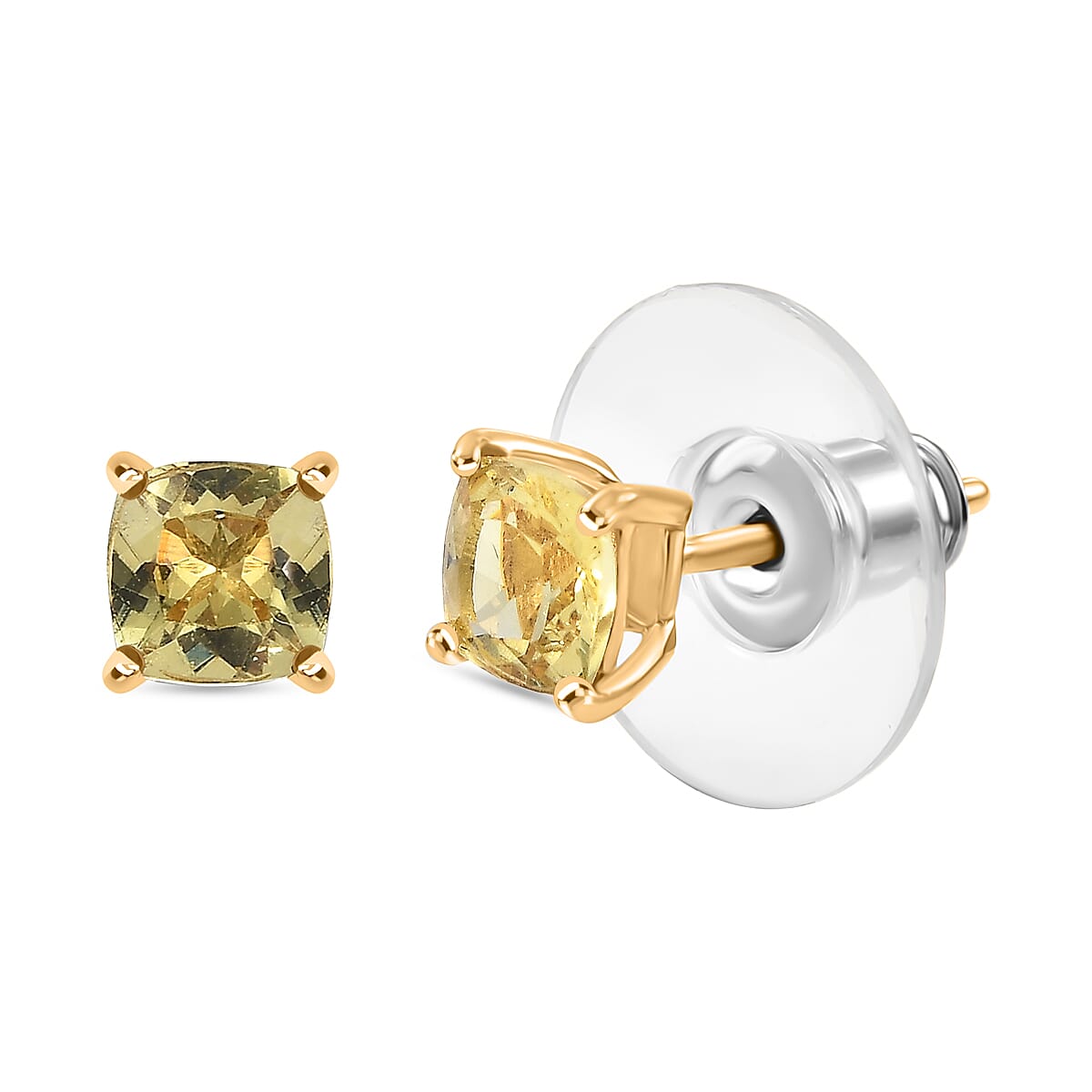 shop lc D'Joy Premium Golden Apatite 1.30 ctw Solitaire Stud Earrings in 18K Vermeil Yellow Gold Over Sterling Silver