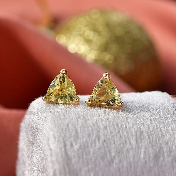 Shop Lc D'Joy Premium Golden Apatite 1.40 Ctw Solitaire Stud Earrings In 18K Vermeil Yellow Gold Over Sterling Silver