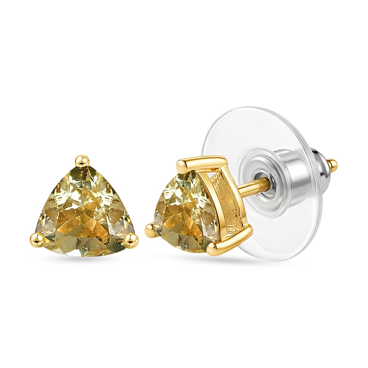 shop lc D'Joy Premium Golden Apatite 1.40 ctw Solitaire Stud Earrings in 18K Vermeil Yellow Gold Over Sterling Silver