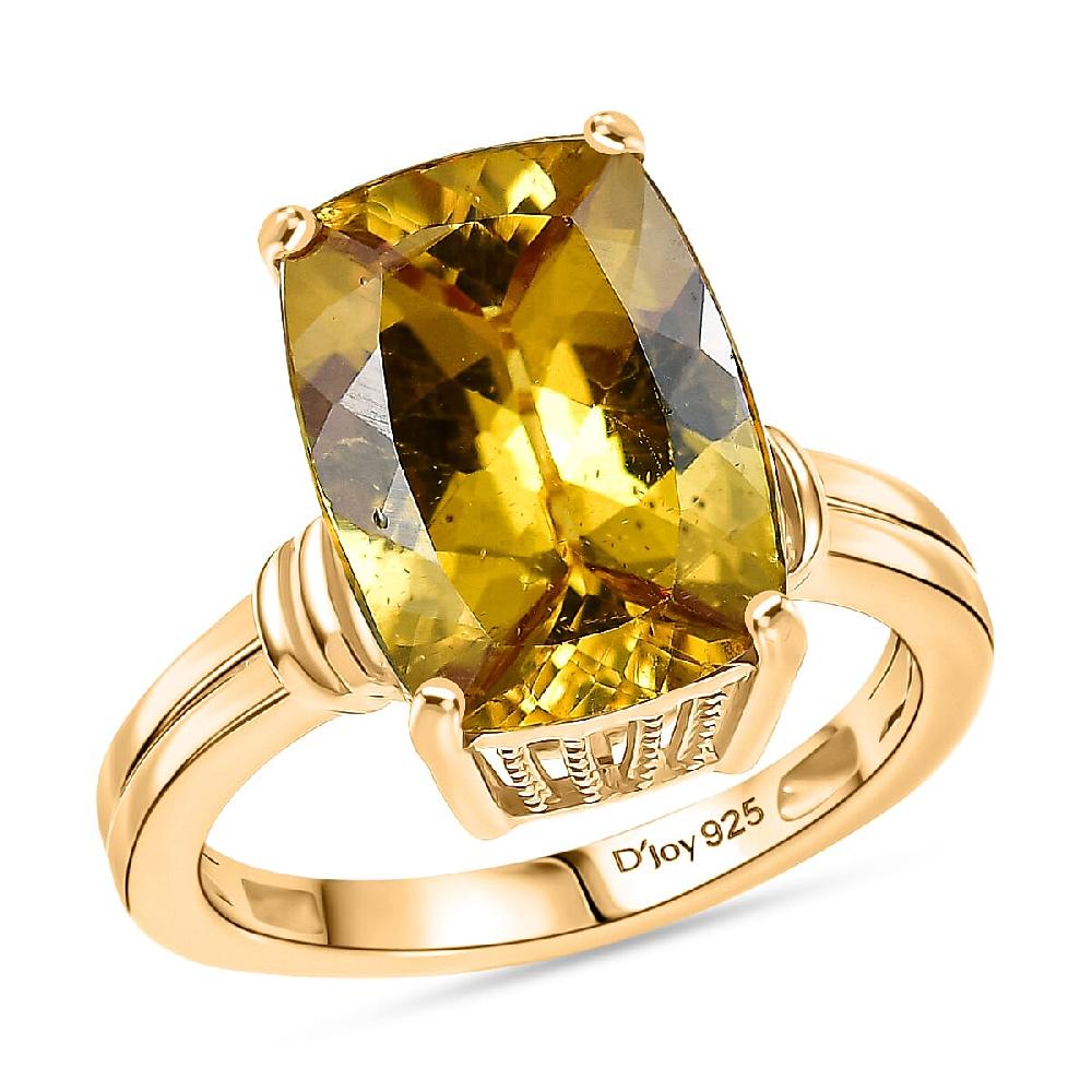 shop lc D'Joy Premium Golden Apatite 7.25 ctw Sunlit Flared Gallery Ring in 18K Vermeil Yellow Gold Over Sterling Silver