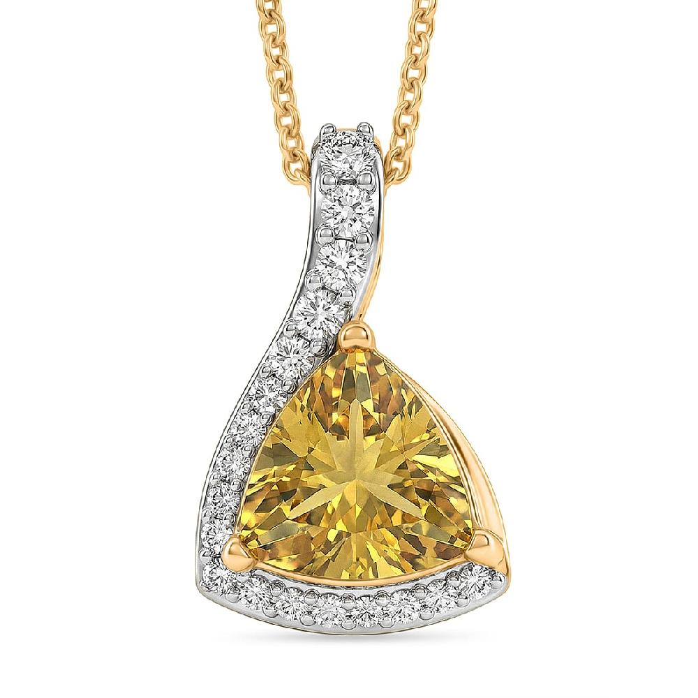 shop lc D'Joy Premium Golden Apatite and Moissanite 1.30 ctw Lightwave Pendant Necklace in 18K Yellow Gold Over Sterling Silver 20 Inches