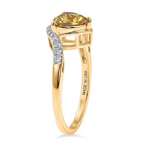 Shop Lc D'Joy Premium Golden Apatite And Moissanite 1.35 Ctw Lightwave Ring In 18K Yellow Gold Over Sterling Silver
