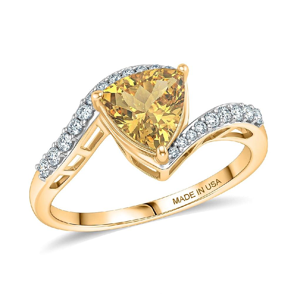 shop lc D'Joy Premium Golden Apatite and Moissanite 1.35 ctw Lightwave Ring in 18K Yellow Gold Over Sterling Silver