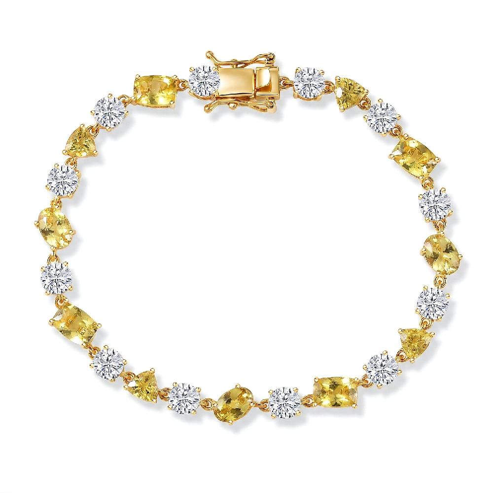 shop lc D'Joy Premium Golden Apatite and Moissanite 13.90 ctw Sunlit Lightplay Bracelet in 18K Vermeil Yellow Gold Over Sterling Silver (7.25 In)