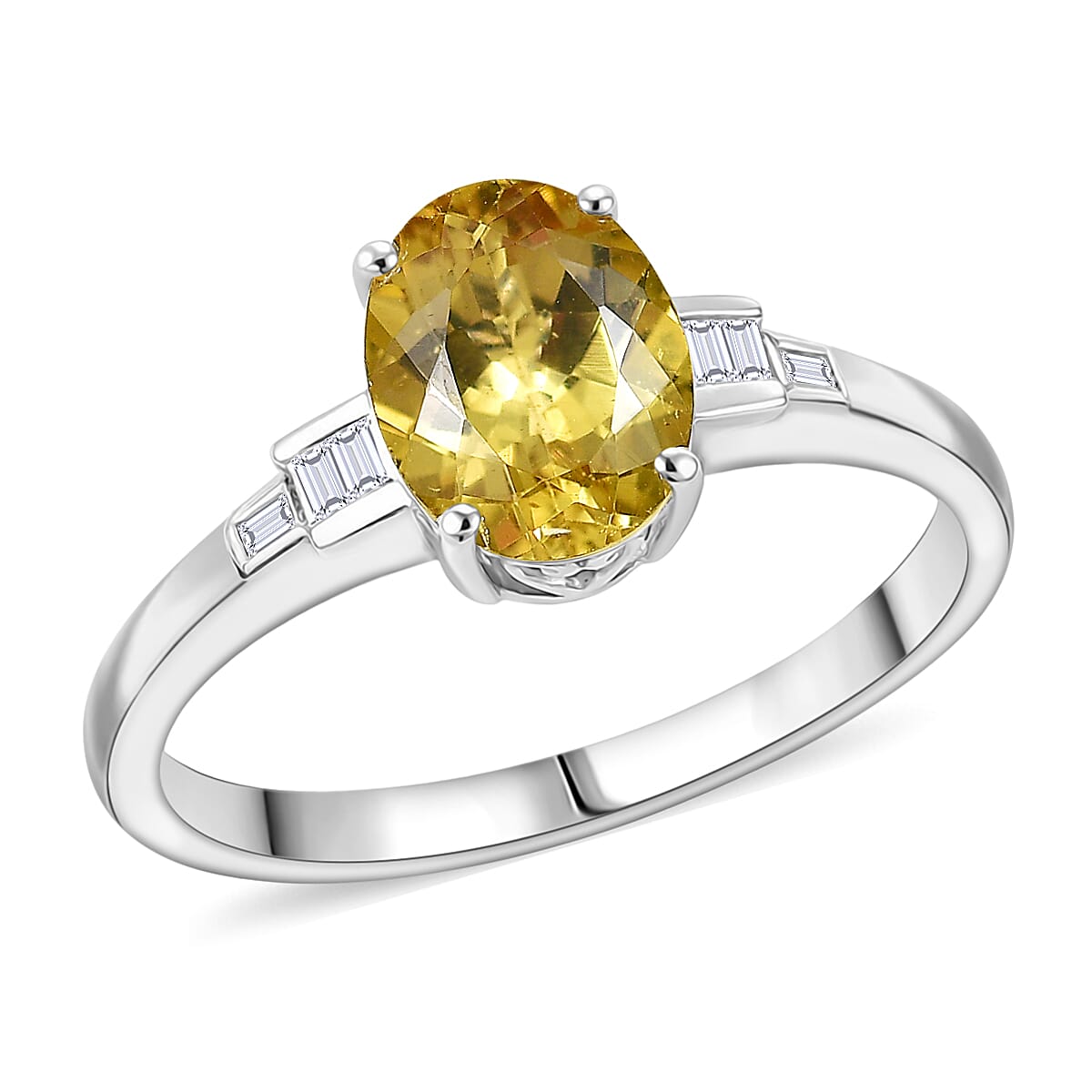 shop lc D'Joy Premium Golden Apatite and Moissanite 2.15 ctw Lightframe Ring in Rhodium Over Sterling Silver