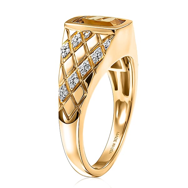 Shop Lc D'Joy Premium Golden Apatite And Moissanite 2.40 Ctw Men's Ring In 18K Vermeil Yellow Gold Over Sterling Silver