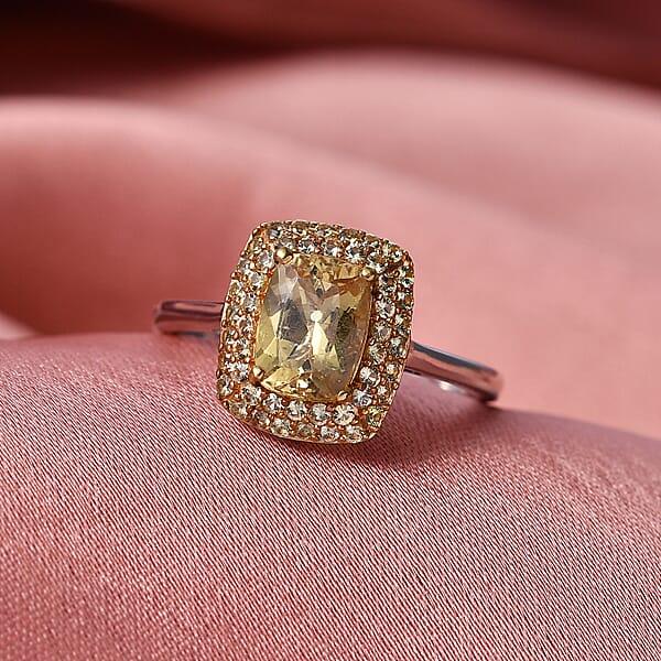 Shop Lc D'Joy Premium Golden Apatite And Yellow Sapphire 2.00 Ctw Golden Glowfield Ring In 18K Vermeil YG And Rhodium Over Sterling Silver