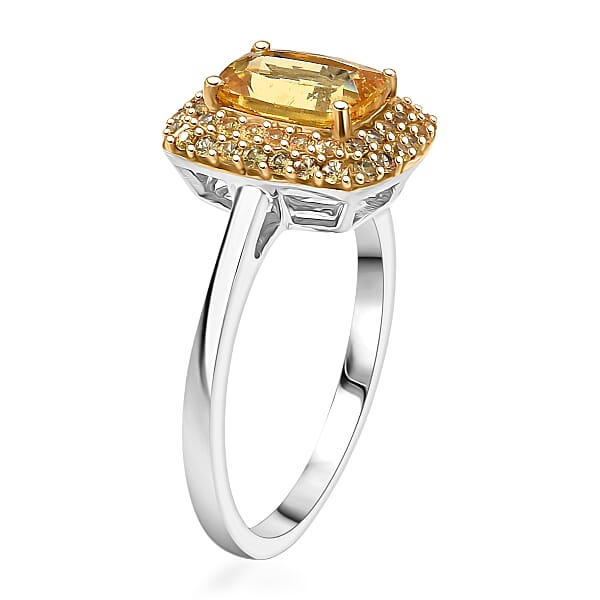 Shop Lc D'Joy Premium Golden Apatite And Yellow Sapphire 2.00 Ctw Golden Glowfield Ring In 18K Vermeil YG And Rhodium Over Sterling Silver