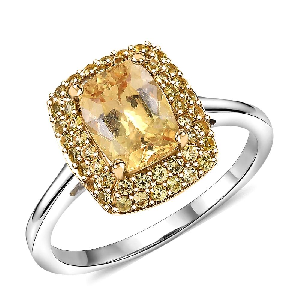 shop lc D'Joy Premium Golden Apatite and Yellow Sapphire 2.00 ctw Golden Glowfield Ring in 18K Vermeil YG and Rhodium Over Sterling Silver