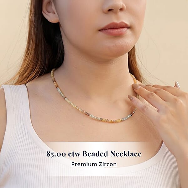 Shop Lc D'Joy Premium Golden Zircon 85.00 Ctw Beaded Necklace In 18K Vermeil Yellow Gold Over Sterling Silver 18-20 Inches