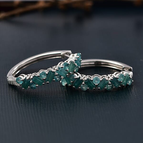 Shop Lc D'Joy Premium Grandidierite 2.50 Ctw Art Deco Earrings In Rhodium Over Sterling Silver