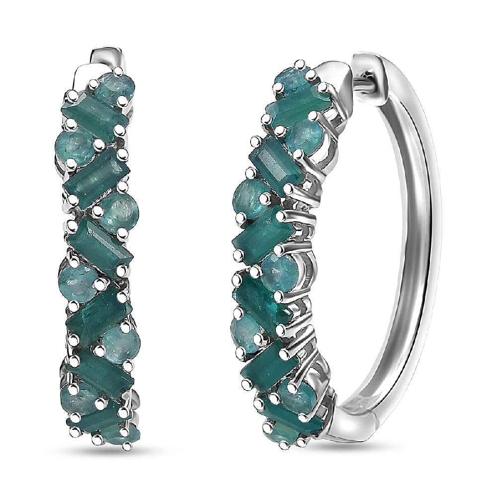 shop lc D'Joy Premium Grandidierite 2.50 ctw Art Deco Earrings in Rhodium Over Sterling Silver