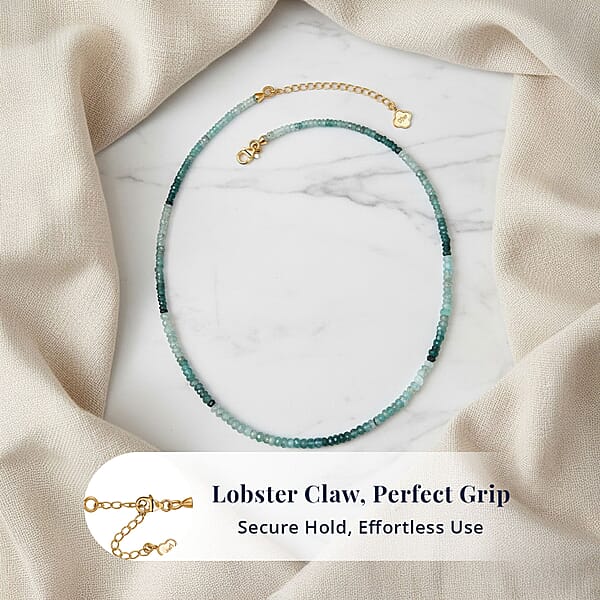 Shop Lc D'Joy Premium Grandidierite 58.00 Ctw Beaded Necklace In 18K Vermeil Yellow Gold Over Sterling Silver 18-20 Inches