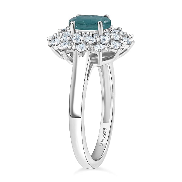 Shop Lc D'Joy Premium Grandidierite And Moissanite 1.40 Ctw Ring In Rhodium Over Sterling Silver