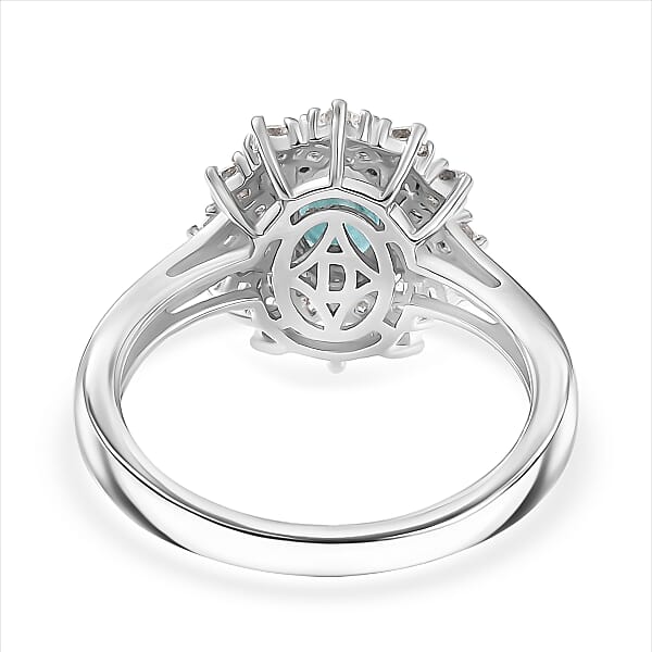 Shop Lc D'Joy Premium Grandidierite And Moissanite 1.40 Ctw Ring In Rhodium Over Sterling Silver